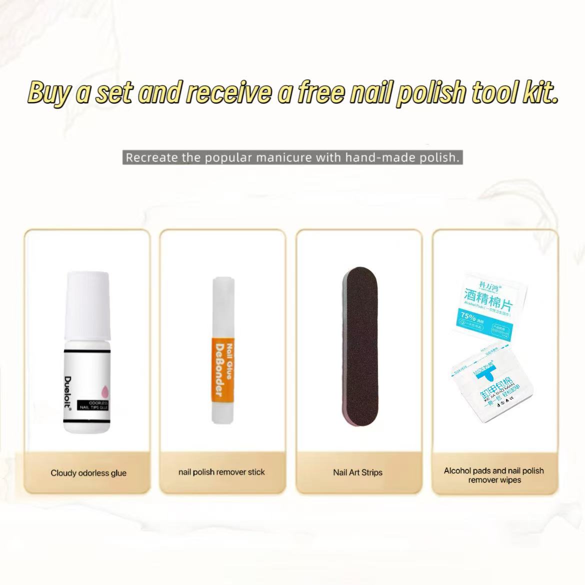 Metal Line · White Oval Press-On Nails